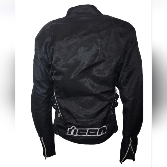 ICON HELLA Sz M Womens Motorcycle Black Jacket Textile Armor Zip Out Protective - Picture 4 of 8